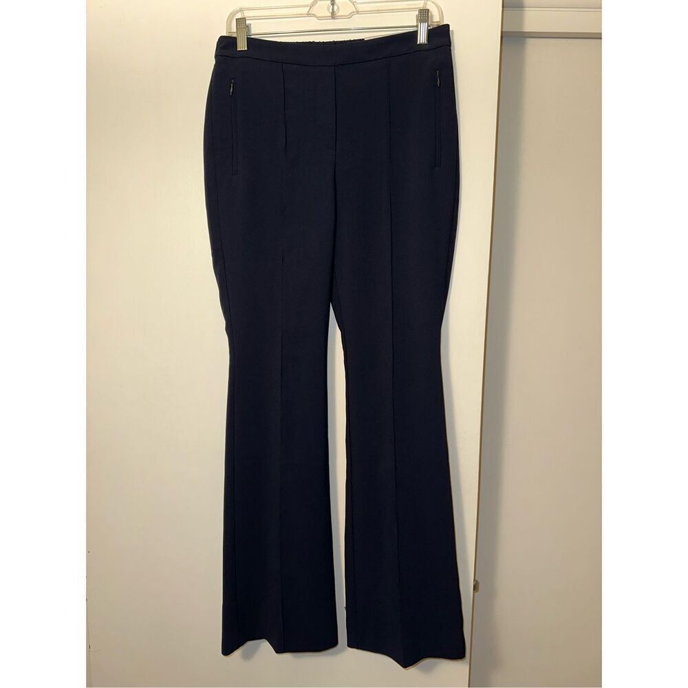 Chicos Women’s Pintuck Pull On Trouser Pants Navy Blue Size 0.5R (Size 6)  NWT